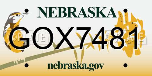 GOX7481 Nebraska License Plate