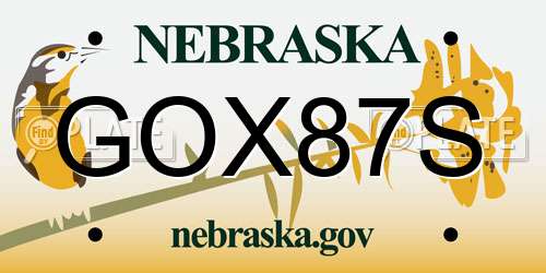 GOX87S Nebraska License Plate