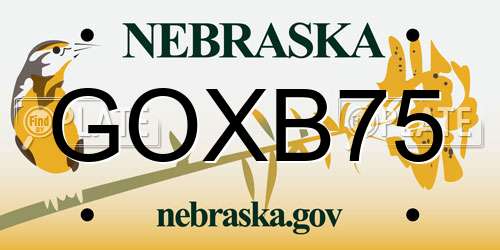GOXB75 Nebraska License Plate