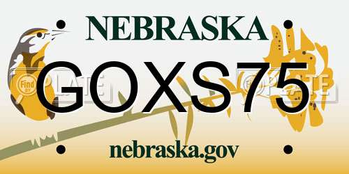GOXS75 Nebraska License Plate