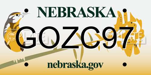 GOZC97 Nebraska License Plate