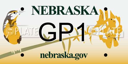 GP1 Nebraska License Plate