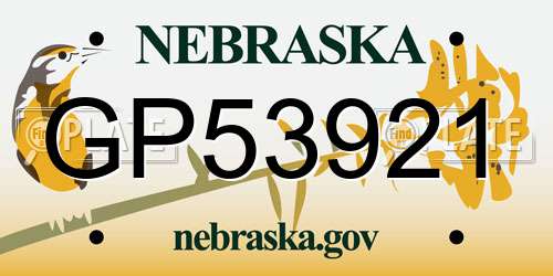 GP53921 Nebraska License Plate