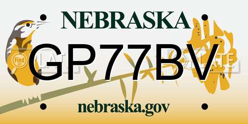 GP77BV Nebraska License Plate