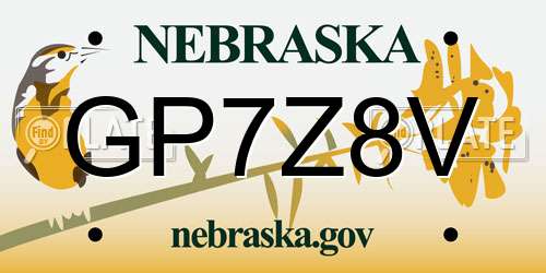 GP7Z8V Nebraska License Plate