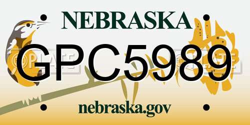 GPC5989 Nebraska License Plate