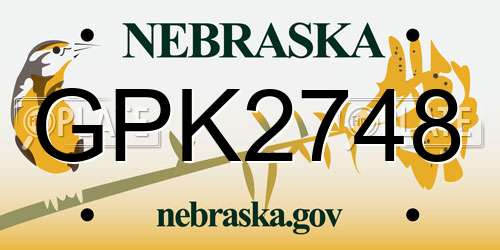 GPK2748 Nebraska License Plate