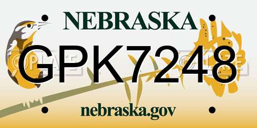 GPK7248 Nebraska License Plate
