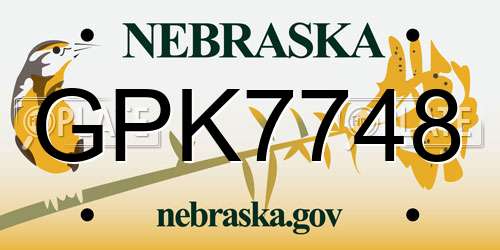 GPK7748 Nebraska License Plate