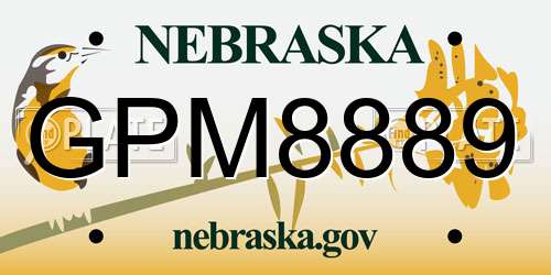 GPM8889 Nebraska License Plate