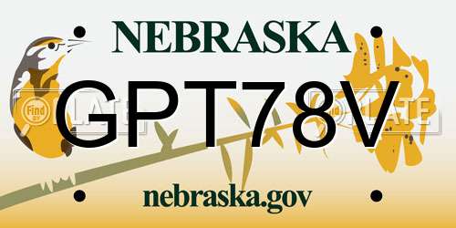 GPT78V Nebraska License Plate