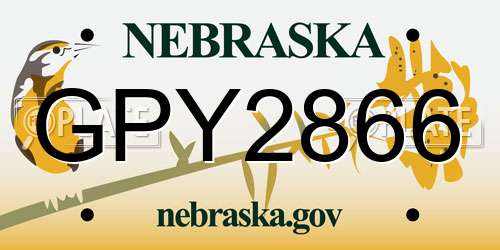 GPY2866 Nebraska License Plate