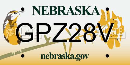 GPZ28V Nebraska License Plate