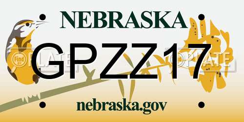 GPZZ17 Nebraska License Plate