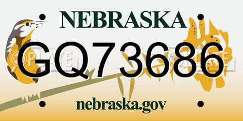 GQ73686 Nebraska License Plate