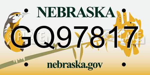GQ97817 Nebraska License Plate