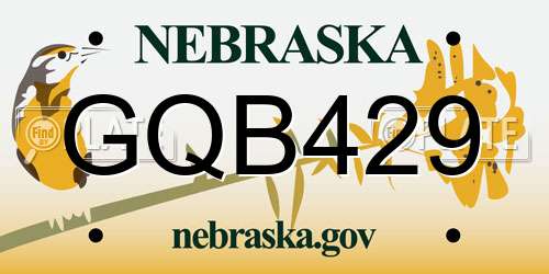 GQB429 Nebraska License Plate