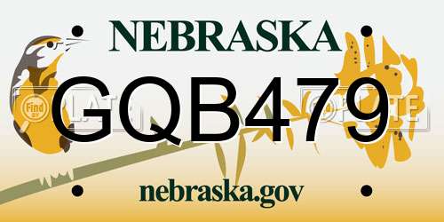 GQB479 Nebraska License Plate