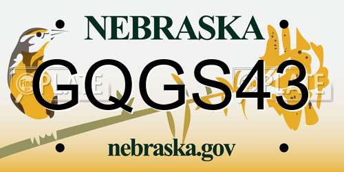 GQGS43 Nebraska License Plate