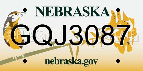 GQJ3087 Nebraska License Plate