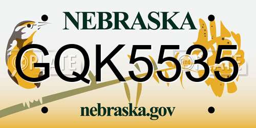 GQK5535 Nebraska License Plate