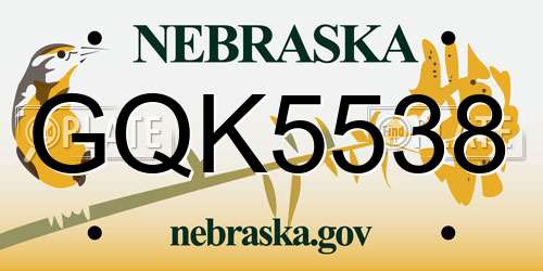 GQK5538 Nebraska License Plate