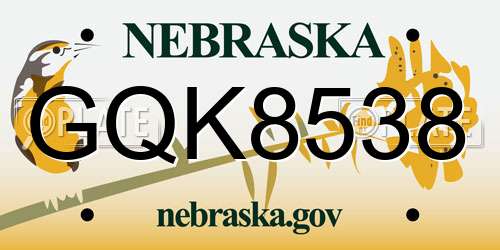 GQK8538 Nebraska License Plate