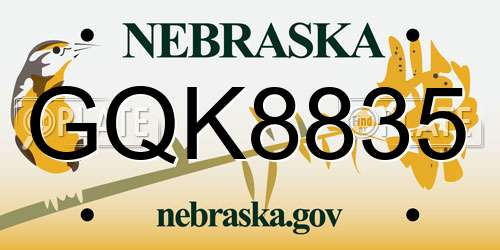 GQK8835 Nebraska License Plate