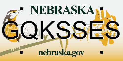 GQKSSES Nebraska License Plate