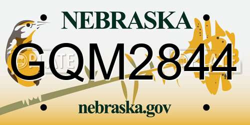 GQM2844 Nebraska License Plate