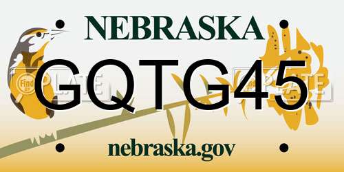 GQTG45 Nebraska License Plate