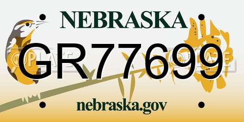 GR77699 Nebraska License Plate