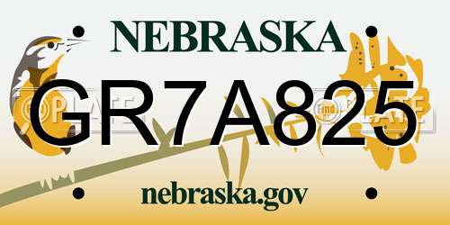 GR7A825 Nebraska License Plate