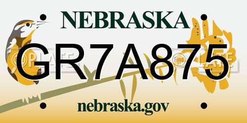 GR7A875 Nebraska License Plate