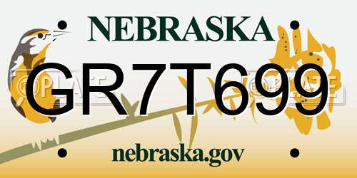 GR7T699 Nebraska License Plate
