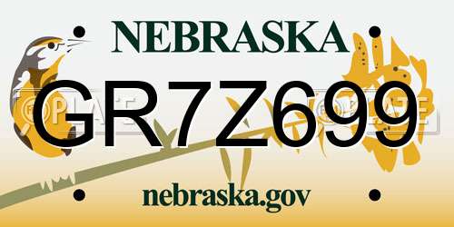 GR7Z699 Nebraska License Plate