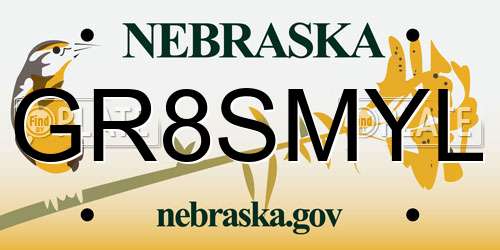 GR8SMYL Nebraska License Plate