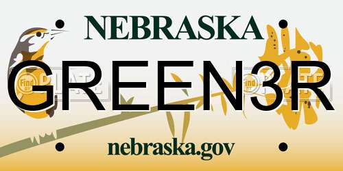 GREEN3R Nebraska License Plate