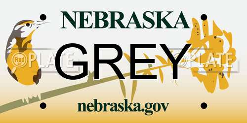 GREY Nebraska License Plate