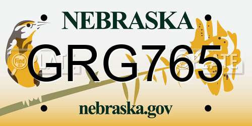 GRG765 Nebraska License Plate