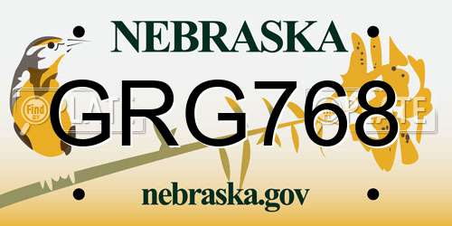 GRG768 Nebraska License Plate