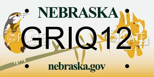 GRIQ12 Nebraska License Plate