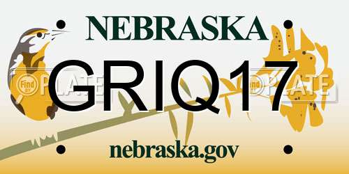 GRIQ17 Nebraska License Plate