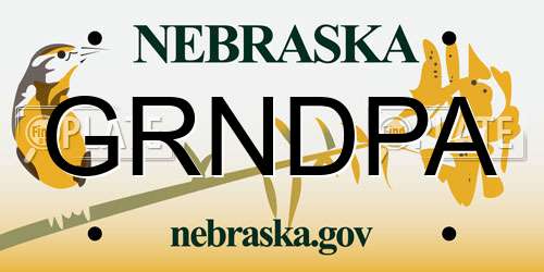 GRNDPA Nebraska License Plate