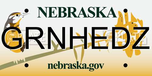 GRNHEDZ Nebraska License Plate