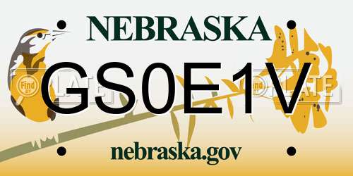 GS0E1V Nebraska License Plate
