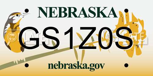 GS1Z0S Nebraska License Plate