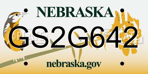 GS2G642 Nebraska License Plate
