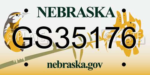 GS35176 Nebraska License Plate