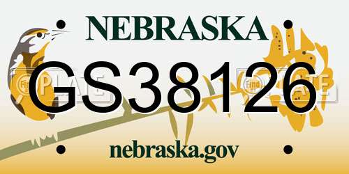 GS38126 Nebraska License Plate
